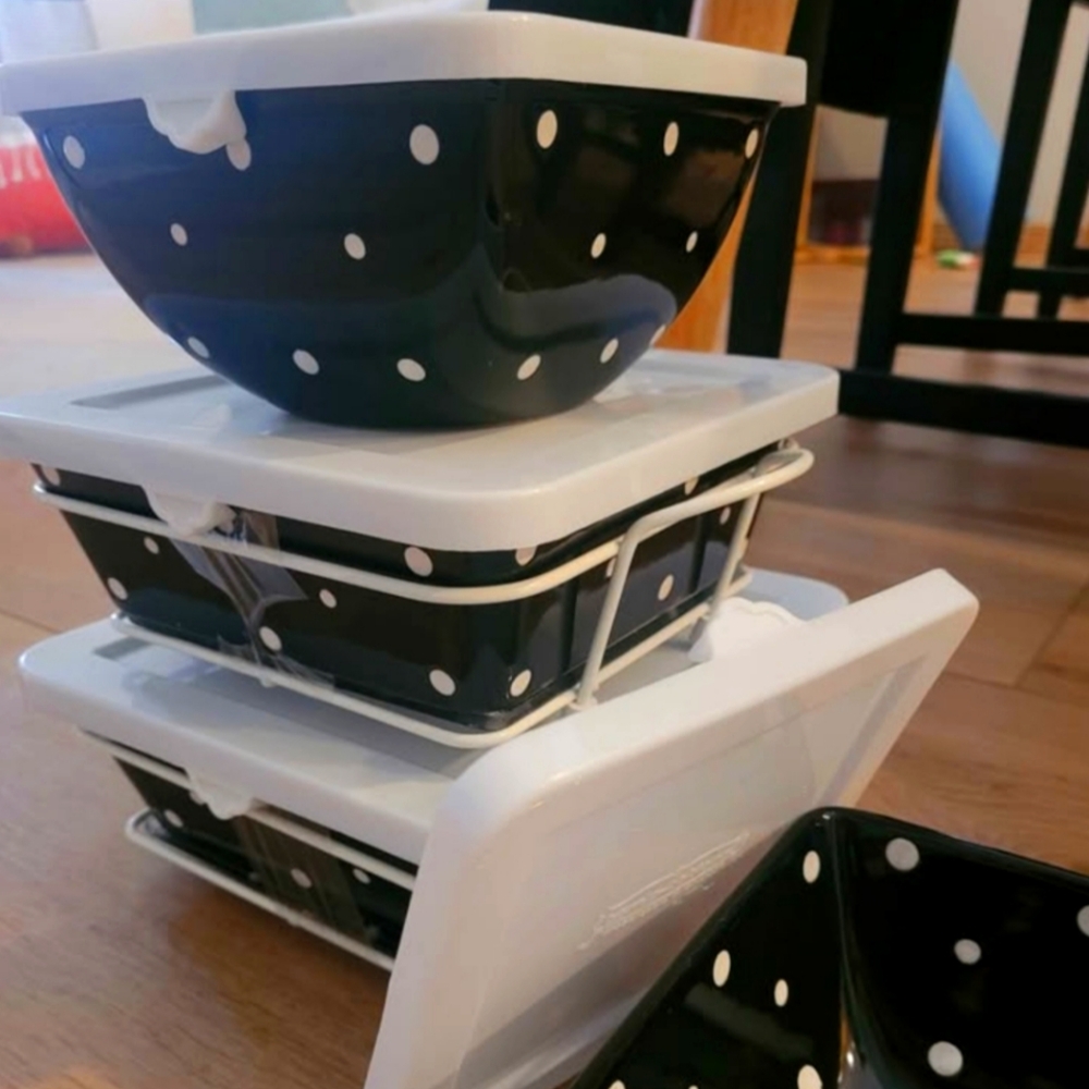 Polka Dot Black and White Bowl Set